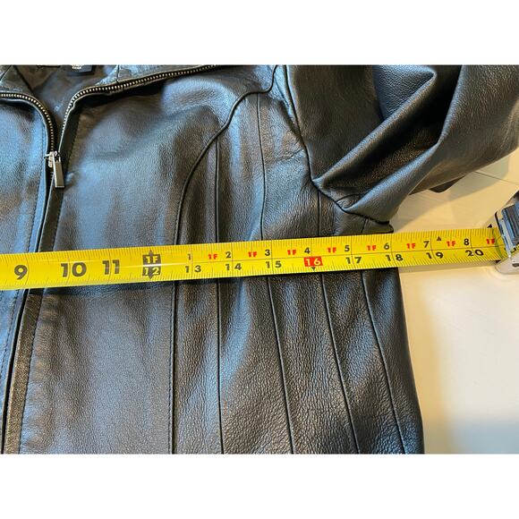 East 5th Genuine Leather Jacket Zip Up Lined Pockets Size Small Tailored Y2K - Picture 7 of 8